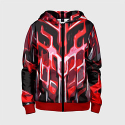 Толстовка на молнии детская Абстрактные красные линии на чёрном фоне, цвет: 3D-красный