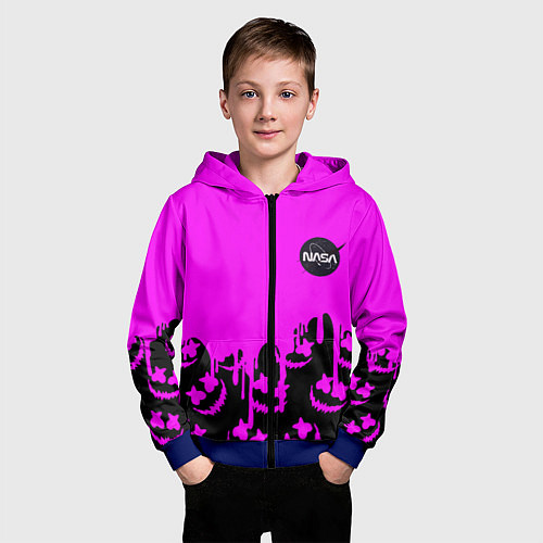 Детская толстовка на молнии Marshmello neon nasa / 3D-Синий – фото 3