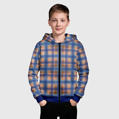 Детская толстовка на молнии Клетка в клетку / 3D-Синий – фото 3