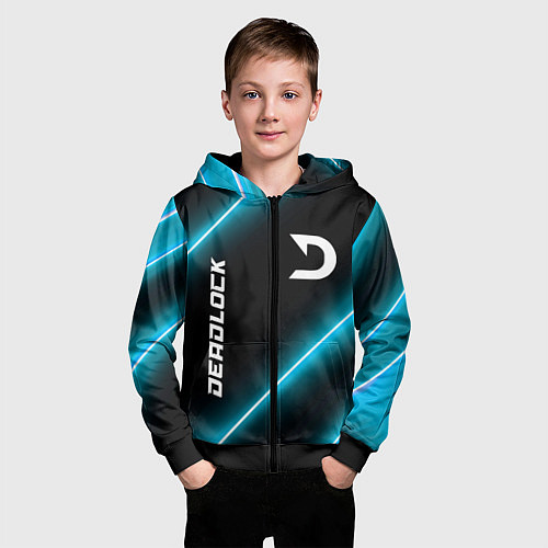 Детская толстовка на молнии Deadlock неоновые лампы / 3D-Черный – фото 3