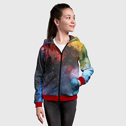 Толстовка на молнии детская Акварельная цветная абстракция, цвет: 3D-красный — фото 2