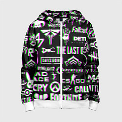Толстовка на молнии детская Logo game glitch, цвет: 3D-белый
