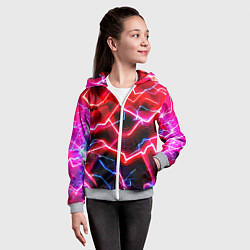 Толстовка на молнии детская Неоновые космические разряды - нейроарт, цвет: 3D-меланж — фото 2