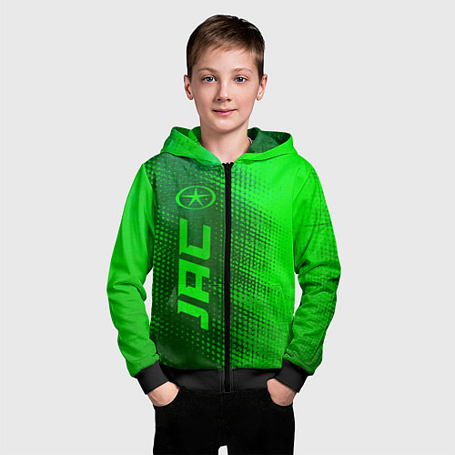 Детская толстовка на молнии JAC - green gradient по-вертикали / 3D-Черный – фото 3