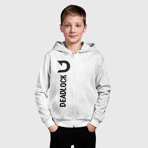 Детская толстовка на молнии Deadlock glitch на светлом фоне по-вертикали / 3D-Белый – фото 3