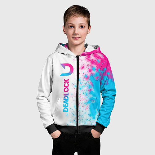 Детская толстовка на молнии Deadlock neon gradient style по-вертикали / 3D-Черный – фото 3