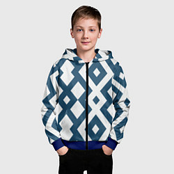 Толстовка на молнии детская Геометрический узор ромб синий, цвет: 3D-синий — фото 2