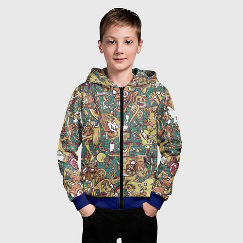 Детская толстовка на молнии Монстры и девушки / 3D-Синий – фото 3