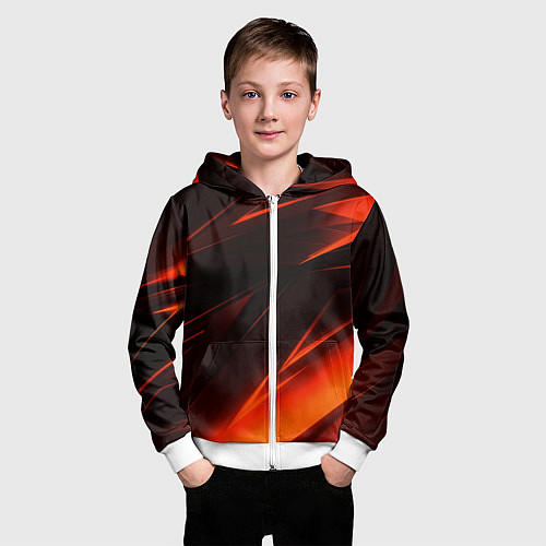 Детская толстовка на молнии Geometry orange stripes / 3D-Белый – фото 3