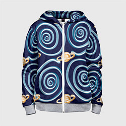 Толстовка на молнии детская Абстрактный 3D космос, цвет: 3D-меланж