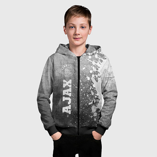 Детская толстовка на молнии Ajax - grey gradient по-вертикали / 3D-Черный – фото 3