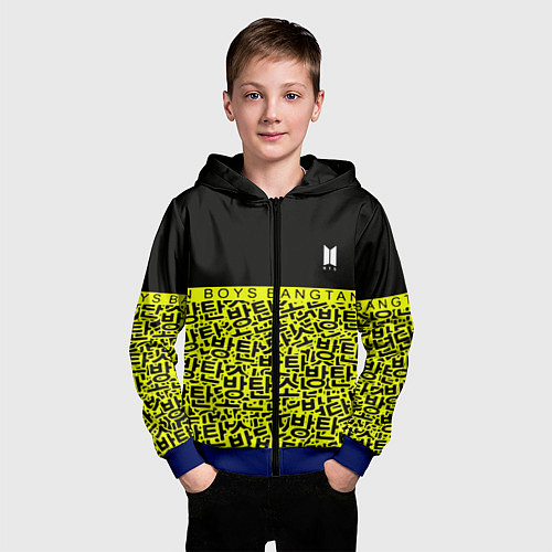 Детская толстовка на молнии BTS pattern kpop / 3D-Синий – фото 3