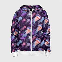 Детская толстовка на молнии Цветные медузы паттерн