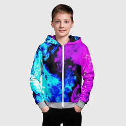 Толстовка на молнии детская Битва неонового огня, цвет: 3D-меланж — фото 2