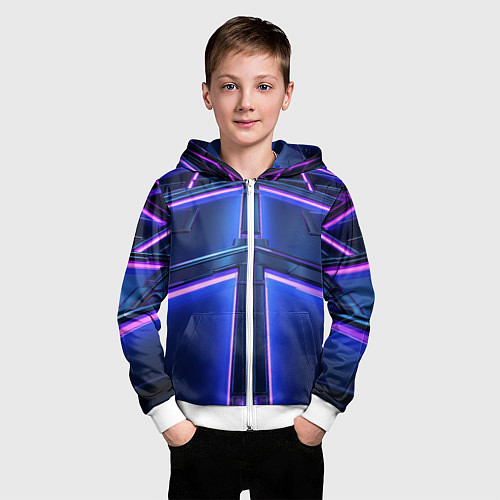 Детская толстовка на молнии Неоновая световая конструкция / 3D-Белый – фото 3
