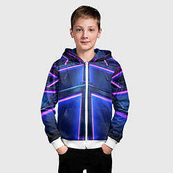 Толстовка на молнии детская Неоновая световая конструкция, цвет: 3D-белый — фото 2