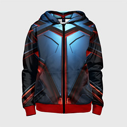Толстовка на молнии детская Разлом плит под углом с красным светом, цвет: 3D-красный