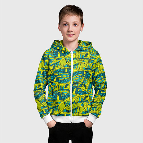 Детская толстовка на молнии Абстрактные каракули / 3D-Белый – фото 3