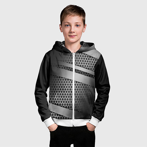 Детская толстовка на молнии Карбоновая текстура хром / 3D-Белый – фото 3