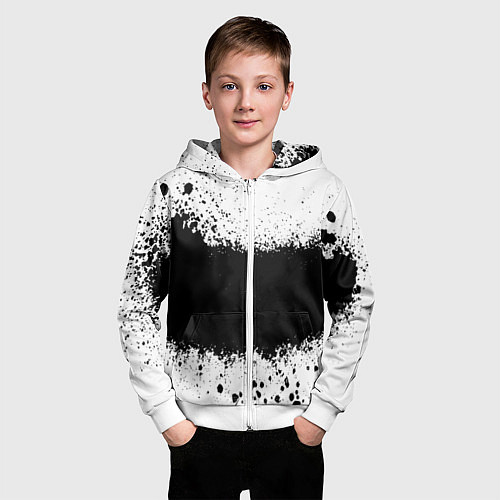 Детская толстовка на молнии Просто краски чёрные / 3D-Белый – фото 3