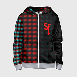 Толстовка на молнии детская Sally face текстура глитч, цвет: 3D-меланж