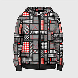 Толстовка на молнии детская Узор в клетку, цвет: 3D-черный