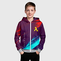 Толстовка на молнии детская Half life stripes neon, цвет: 3D-меланж — фото 2