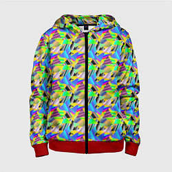 Толстовка на молнии детская Треугольники голографический эффект - паттерн, цвет: 3D-красный