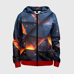 Толстовка на молнии детская Геометрический рендер с эффектом свечения, цвет: 3D-красный