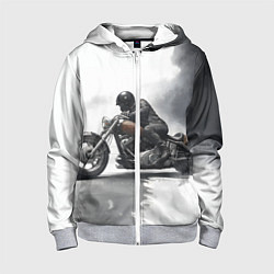 Детская толстовка на молнии Крутой байкер скетч