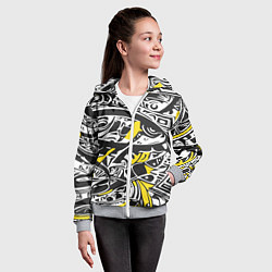 Толстовка на молнии детская Черно-желтый орнамент, цвет: 3D-меланж — фото 2