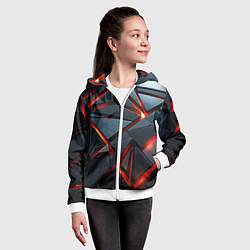 Толстовка на молнии детская Геометрические плиты со светом, цвет: 3D-белый — фото 2