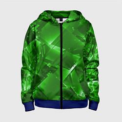 Толстовка на молнии детская Прозрачная изумрудная геометрия, цвет: 3D-синий