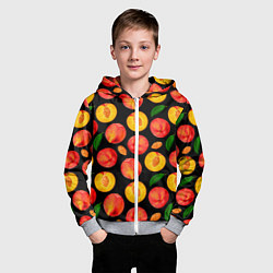 Толстовка на молнии детская Персиковый паттерн, цвет: 3D-меланж — фото 2