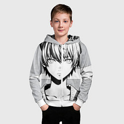 Толстовка на молнии детская A boy manga, цвет: 3D-белый — фото 2
