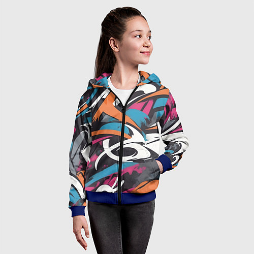 Детская толстовка на молнии Граффити абстракция / 3D-Синий – фото 4