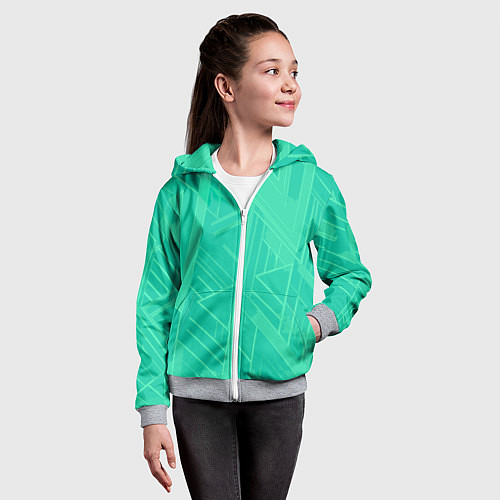 Детская толстовка на молнии Мятный зелёный однотонный геометричный / 3D-Меланж – фото 4
