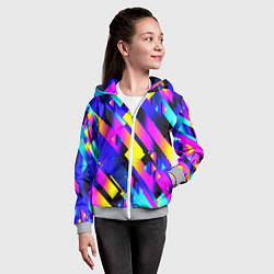 Толстовка на молнии детская Неоновая геометрия плитка, цвет: 3D-меланж — фото 2