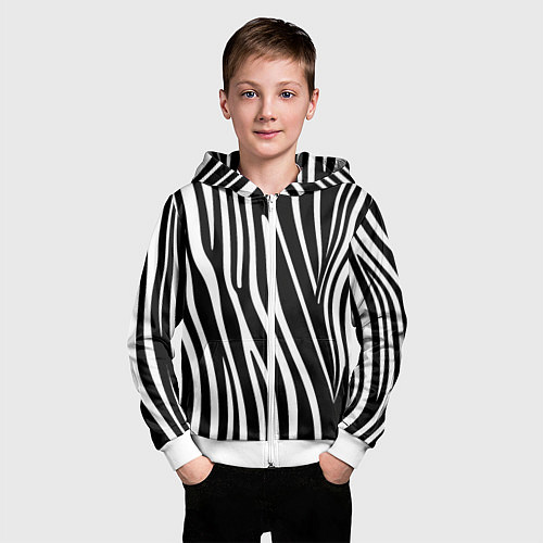 Детская толстовка на молнии Полоски зебры / 3D-Белый – фото 3
