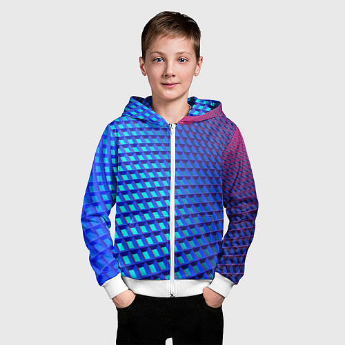 Детская толстовка на молнии Неоновая клетка текстура / 3D-Белый – фото 3