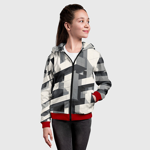 Детская толстовка на молнии Вдохновлено Ле Корбюзье / 3D-Красный – фото 4