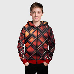 Толстовка на молнии детская Геометрия карбон, цвет: 3D-красный — фото 2