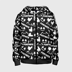 Толстовка на молнии детская Fortnite black pattern, цвет: 3D-черный