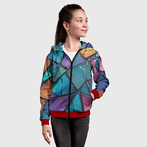 Детская толстовка на молнии Яркое стекло / 3D-Красный – фото 4