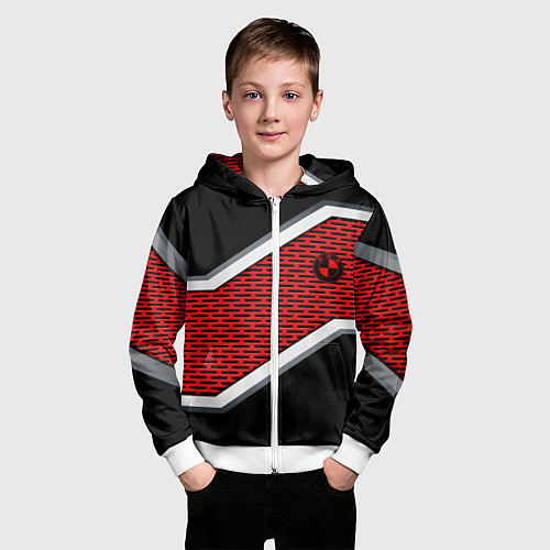 Детская толстовка на молнии BMW geometry avto / 3D-Белый – фото 3