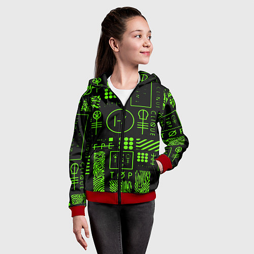 Детская толстовка на молнии Twenty one pilots neon / 3D-Красный – фото 4
