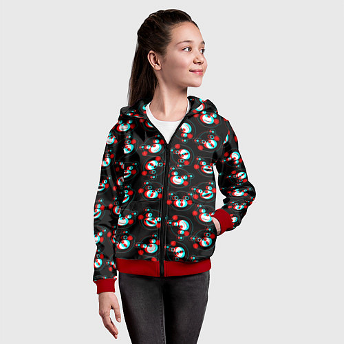 Детская толстовка на молнии Монокума глитч / 3D-Красный – фото 4