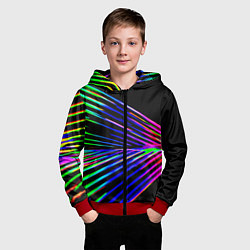 Толстовка на молнии детская Неоновый лучи текстура, цвет: 3D-красный — фото 2