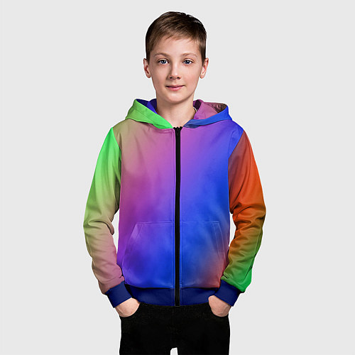 Детская толстовка на молнии Градиент полосы / 3D-Синий – фото 3