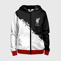 Толстовка на молнии детская Liverpool fc белые краски, цвет: 3D-красный